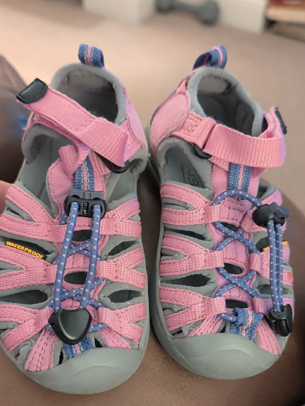 Keen Girls Pink and Blue Bungee Waterproof Sandals